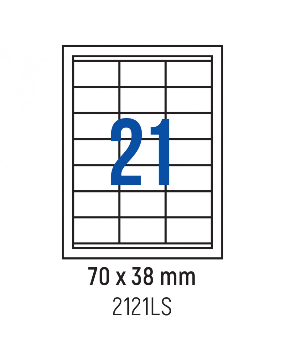 Етикети лепящи 21 бр., 70.0x38 мм, 100 л., A4, кант 2