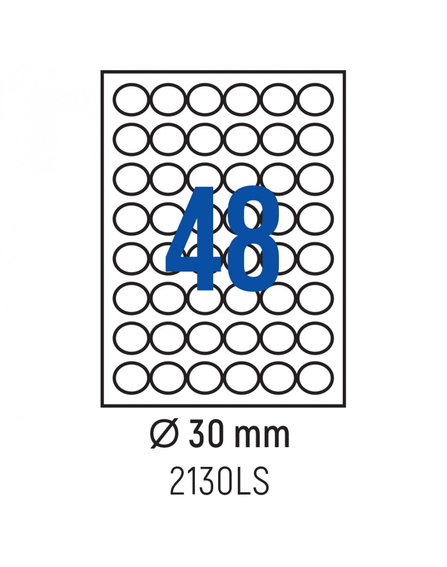 Етикети лепящи кръгли, 48 бр., Ø 30 мм, 100 л., A4