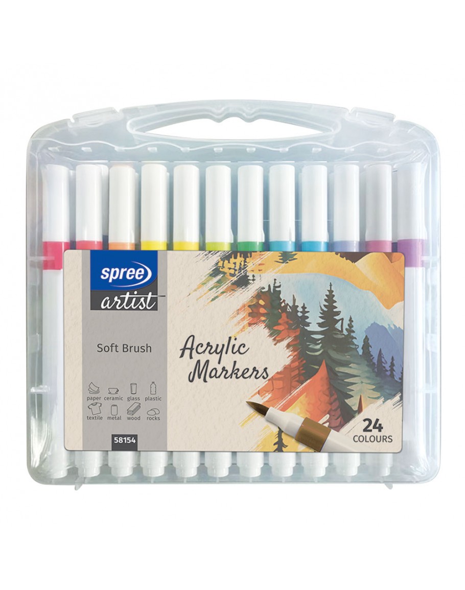 Маркери акрилни Artist Soft Brush, 24 цвята в PP кутия
