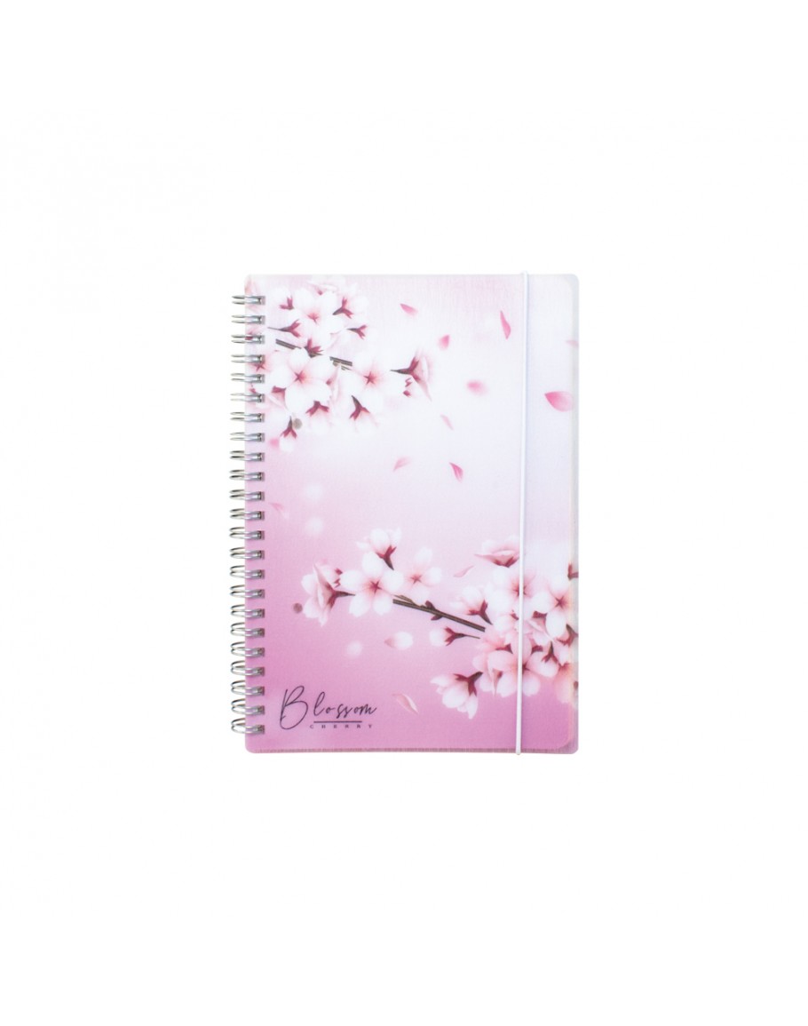 Тетрадка A5 PPL Cherry Blossom спир., 80 л.ред, 80 г/м2 ivory с ластик