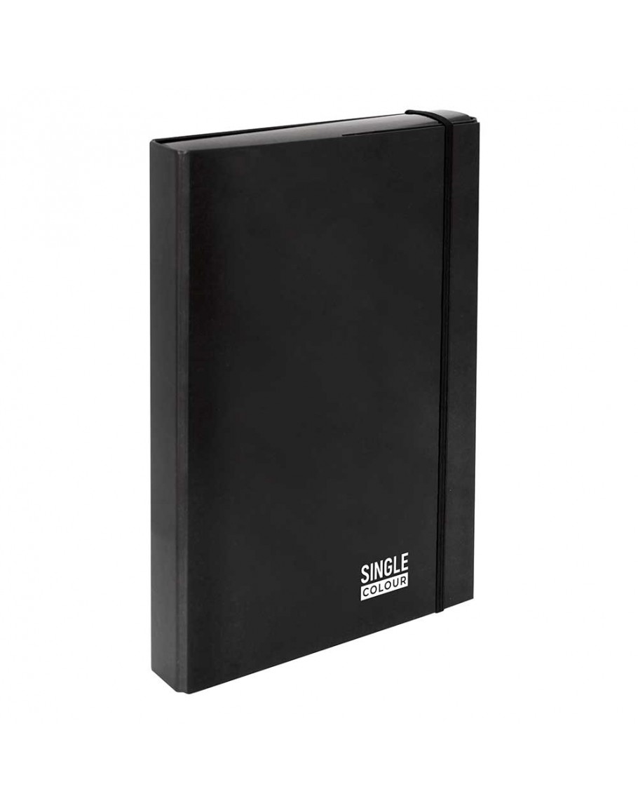 Кутия с ластик Single Colour 230х315х40 мм, черна, картон