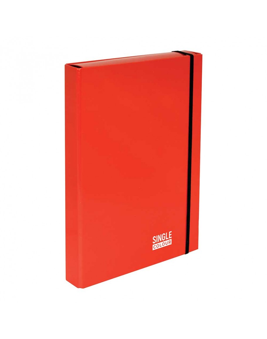 Кутия с ластик Single Colour 230х315х40 мм, червена, картон