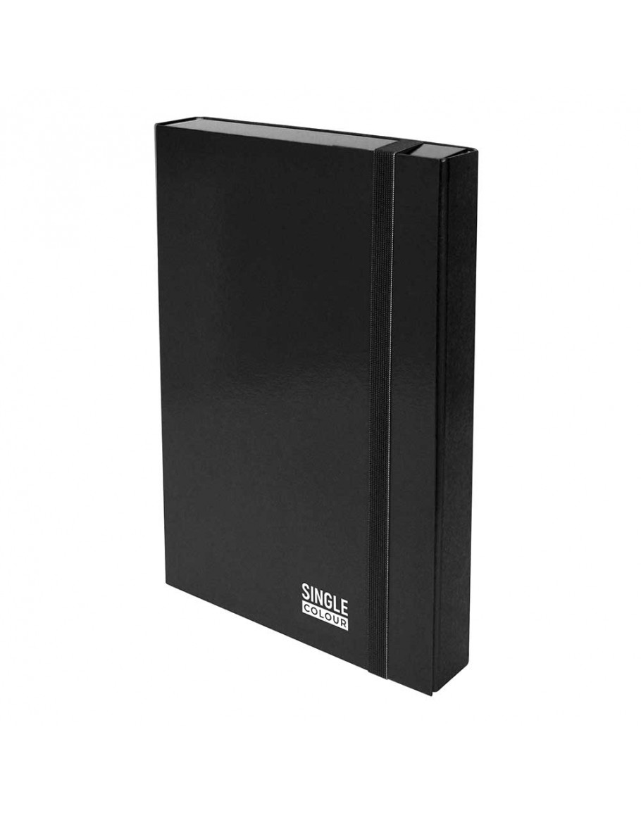 Кутия с ластик Single Colour 245х325х50 мм черна, картон