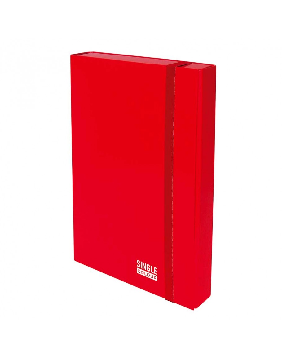 Кутия с ластик Single Colour 245х325х50 мм червена, картон
