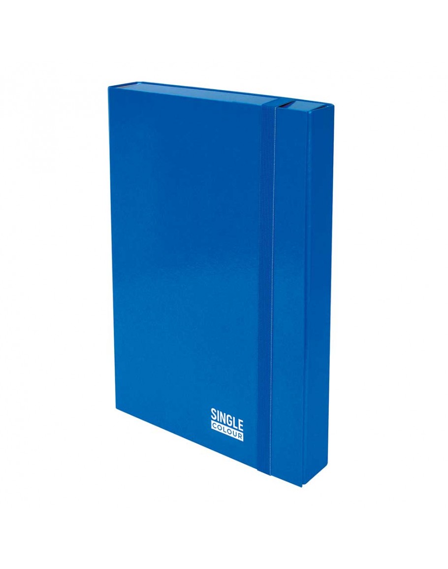 Кутия с ластик Single Colour 245х325х50 мм синя, картон
