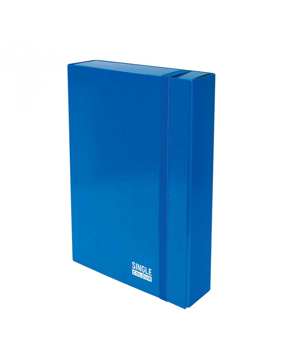 Кутия с ластик Single Colour 260х335х70 мм синя, картон