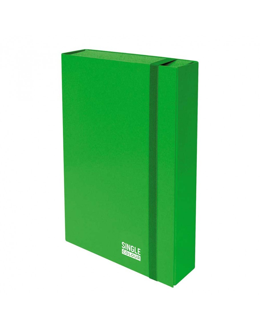 Кутия с ластик Single Colour 260х335х70 мм зелена, картон