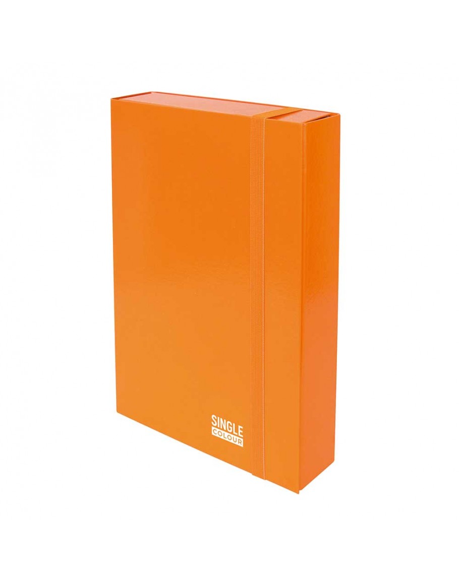 Кутия с ластик Single Colour 260х335х70 мм оранж, картон
